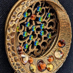 VINTAGE CHICO GOLDTONE AND AB TWO-PART NECKLACE